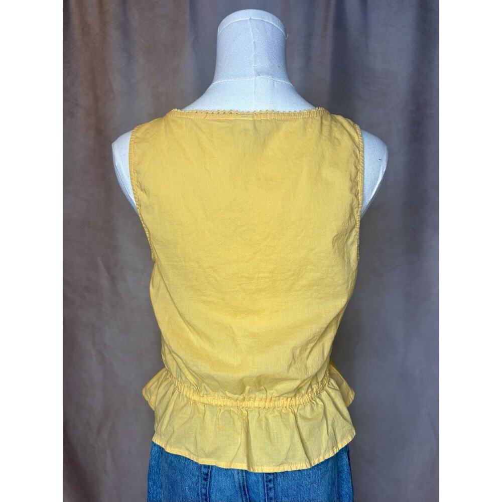 Old Navy Yellow Peplum Tank Top Smocked Waist Button Front XS - Picture 2 of 3